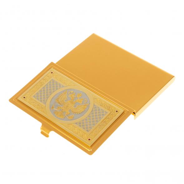 Визитница подарочная &amp;quot;Герб РФ&amp;quot; с фианитами Златоуст 128785