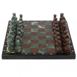Шахматы "Традиционные" из лемезита и змеевика 40х40 см