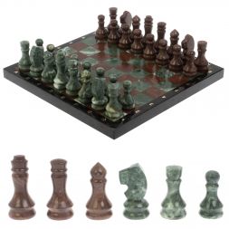 Шахматы "Традиционные" из лемезита и змеевика 40х40 см
