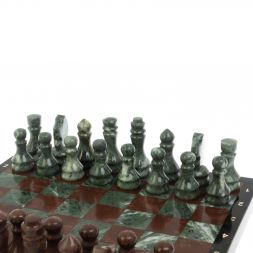 Шахматы "Традиционные" из лемезита и змеевика 40х40 см