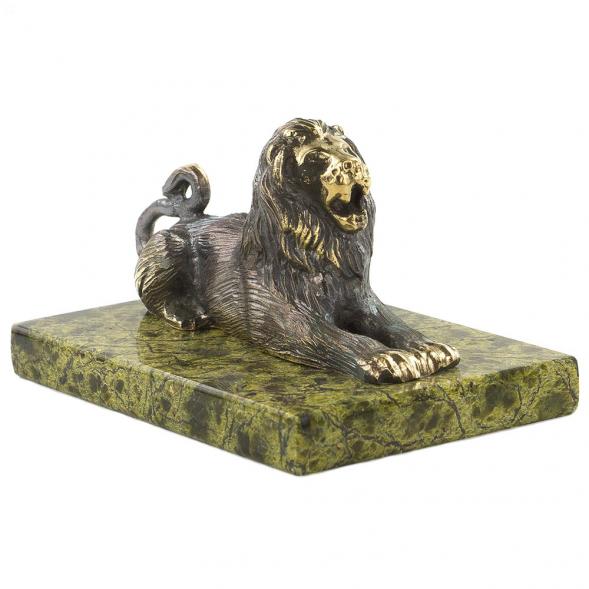 Бронзовая фигурка &amp;quot;Лев лежит&amp;quot; камень змеевик 120579