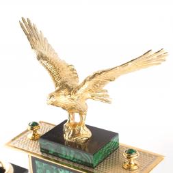 Письменный набор &amp;quot;Сенатор&amp;quot; с лампой камень малахит Златоуст