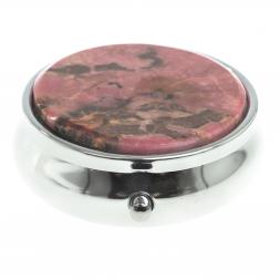 Таблетница на 3 отсека камень родонит цвет серебро