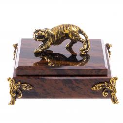 Шкатулка из обсидиана &amp;quot;Тигр&amp;quot; 12х12х6 см