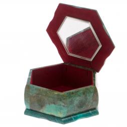 Каменная шкатулка "Хозяйка медной горы зима" 14х12,5х7 см