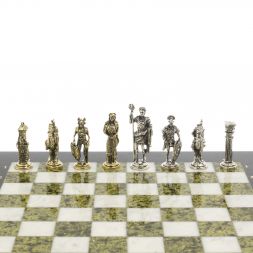 Шахматы &amp;quot;Галлы и Римляне&amp;quot; доска 36х36 см мрамор змеевик