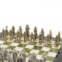 Шахматы &amp;quot;Галлы и Римляне&amp;quot; доска 36х36 см мрамор змеевик