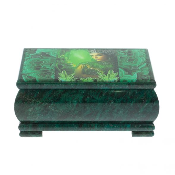 Шкатулка &amp;quot;Хозяйка медной горы&amp;quot; из змеевика 18х10х8,5 см 128416