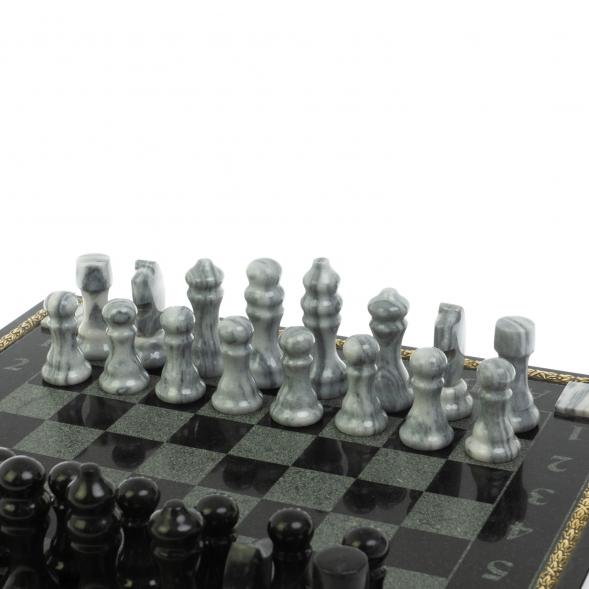 Шахматы &amp;quot;Турнирные&amp;quot; с багетом змеевик гранит 128862