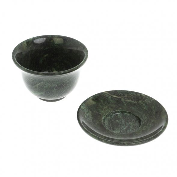 Чайная пара из змеевика с блюдцем 129314