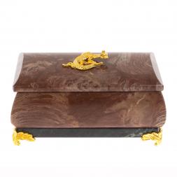 Шкатулка их лемезита с ящерицей 10,5х6х5,5 см