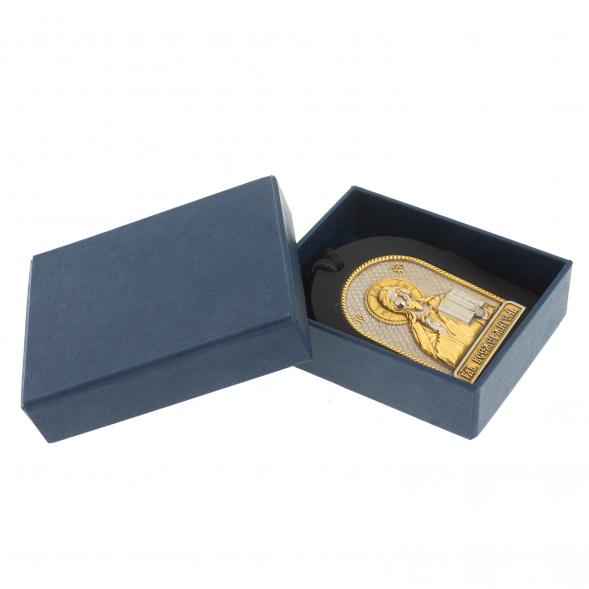 Оберег в автомобиль с иконой &amp;quot;Спаситель&amp;quot; черная кожа 122464