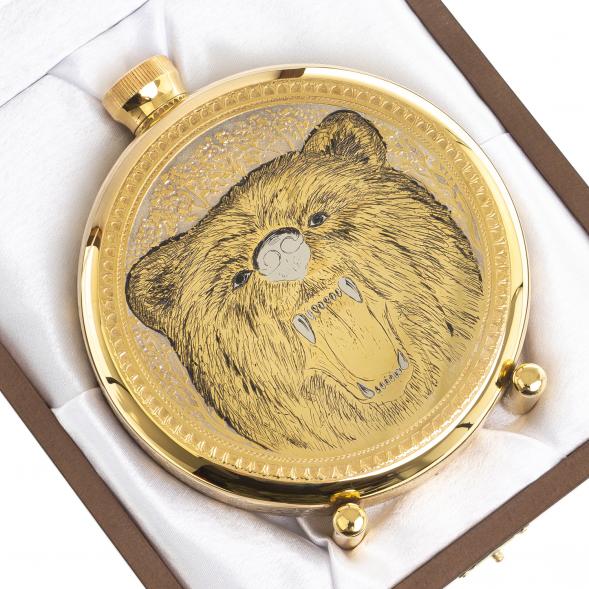 Фляжка с гравюрой &amp;quot;Медведь&amp;quot; Златоуст 123489