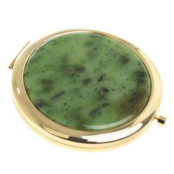 Зеркало круглое из камня нефрит цвет золото 124111