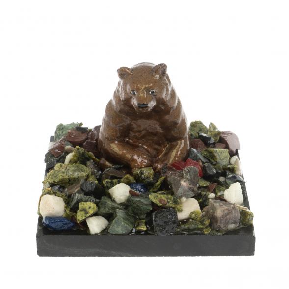 Сувенир &amp;quot;Мишка у камня сидящий&amp;quot; змеевик 116048