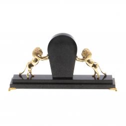 Часы настольные "Два льва" бронза долерит