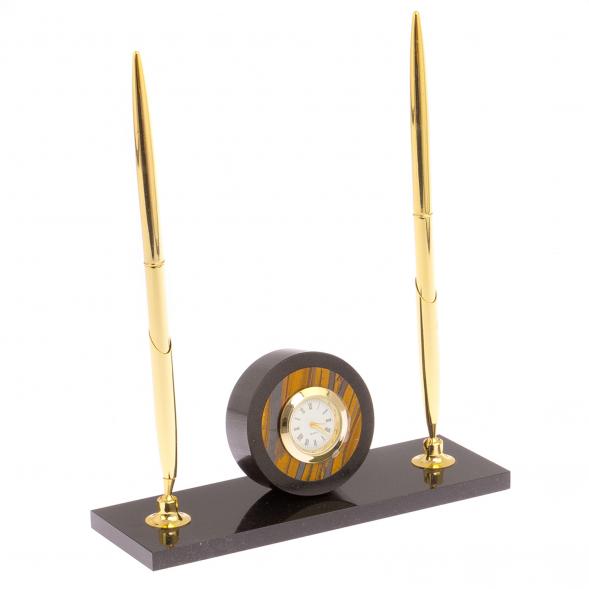 Часы с двумя ручками камень тигровый глаз 125483