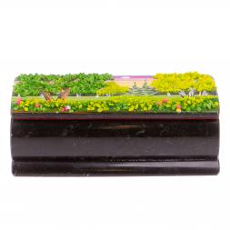 Шкатулка с рисунком &amp;quot;Лето&amp;quot; черный змеевик 14х7х5 см