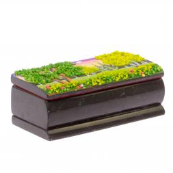 Шкатулка с рисунком &amp;quot;Лето&amp;quot; черный змеевик 14х7х5 см