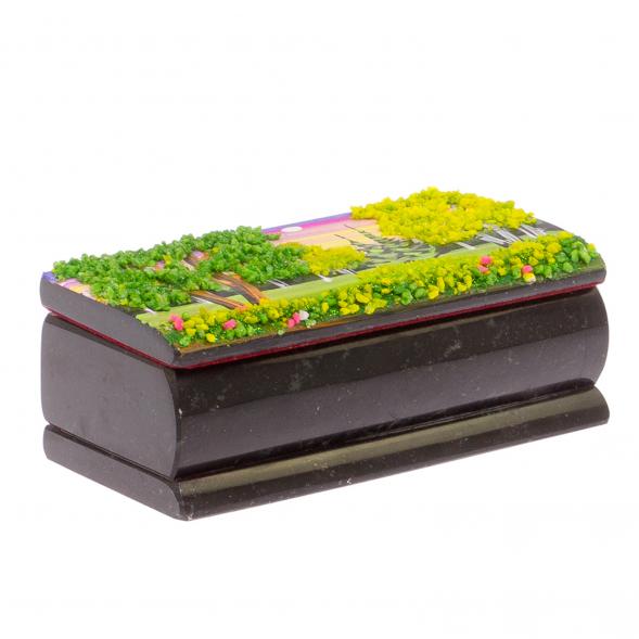 Шкатулка с рисунком &amp;quot;Лето&amp;quot; черный змеевик 14х7х5 см 125558