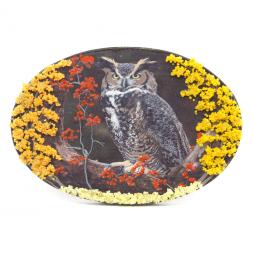 Панно из камня на подставке &amp;quot;Филин на ветке&amp;quot;