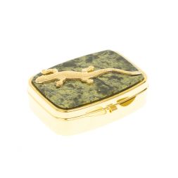 Таблетница на 2 отделения змеевик с ящерицей цвет золото