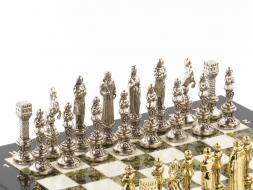 Шахматы &amp;quot;Ренессанс&amp;quot; доска 36х36 см мрамор змеевик фигуры цвет золото / серебро