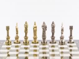 Шахматы &amp;quot;Ренессанс&amp;quot; доска 36х36 см мрамор змеевик фигуры цвет золото / серебро