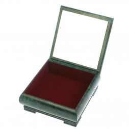 Шкатулка с иллюстрацией под малахит камень змеевик 18х18х8 см