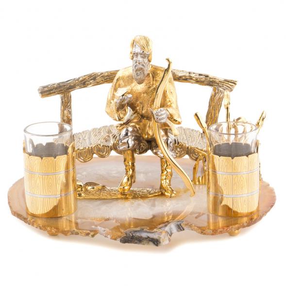 Набор из двух стопок &amp;quot;Отдых на мостике&amp;quot; камень агат Златоуст 120031