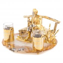 Набор из двух стопок &amp;quot;Отдых на мостике&amp;quot; камень агат Златоуст