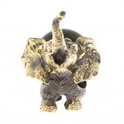 Статуэтка "Слон с шаром № 3" бронза змеевик