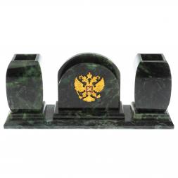 Офисный письменный набор с гербом РФ из шабровского змевика