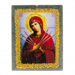 Икона настольная "Семистрельная" камень змеевик 9х7,2х3 см