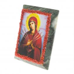 Икона настольная "Семистрельная" камень змеевик 9х7,2х3 см