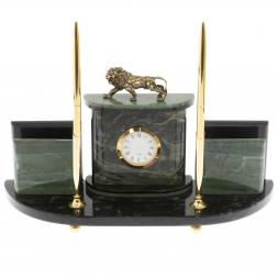 Настольный прибор &amp;quot;Лев&amp;quot; из зеленого офиокальцита