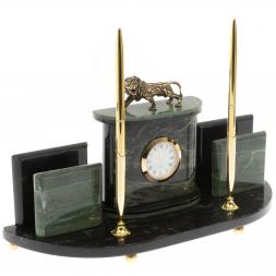 Настольный прибор &amp;quot;Лев&amp;quot; из зеленого офиокальцита