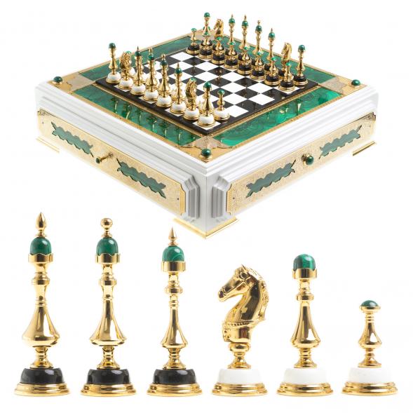 Подарочные шахматы &amp;quot;Элитные&amp;quot; с малахитом Златоуст 116883