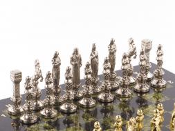 Шахматы &amp;quot;Ренессанс&amp;quot; доска 36х36 см змеевик фигуры цвет золото / серебро