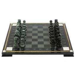 Шахматы &amp;quot;Турнирные&amp;quot; с багетом змеевик гранит