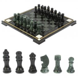 Шахматы &amp;quot;Турнирные&amp;quot; с багетом змеевик гранит