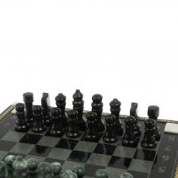 Шахматы &amp;quot;Турнирные&amp;quot; с багетом змеевик гранит