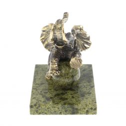 Статуэтка &amp;quot;Слон с шаром цирк&amp;quot; бронза змеевик