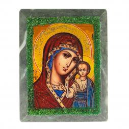 Икона настольная "Богородица" камень змеевик 9х7,2х3 см