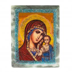 Икона настольная "Богородица" камень змеевик 9х7,2х3 см