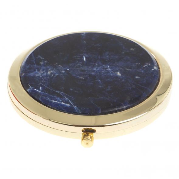 Зеркало круглое из камня содалит цвет золото 122770