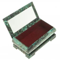 Шкатулка с иллюстрацией "Розы" камень змеевик 17,5х9,5х7,5 см