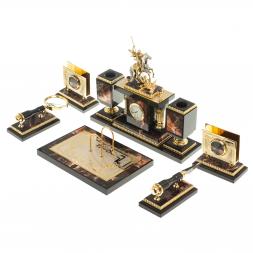 Настольный набор из камня яшма &amp;quot;Георгий Победоносец&amp;quot;