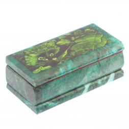 Шкатулка с иллюстрацией под малахит 14х7х5 см