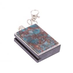 Брелок огниво "Вечная спичка" с накладкой из камня голубой аппатит